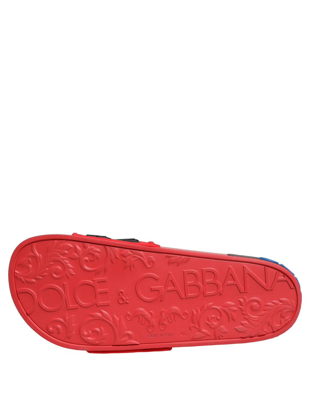 Sandales plates en néoprène rouges Dolce & Gabbana, chaussures d'été pour la plage, avec design moderne et confortable.