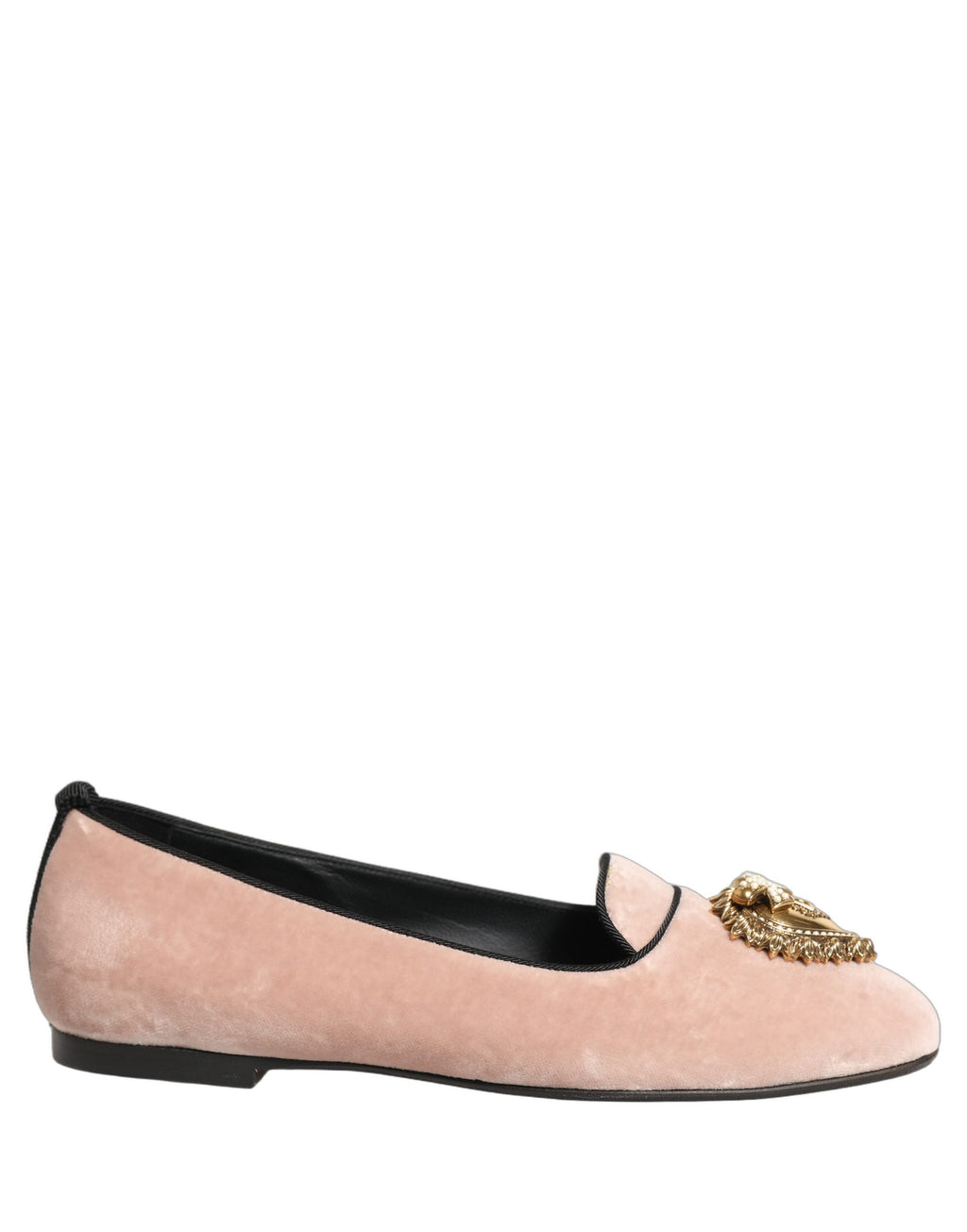 Chaussures Dolce & Gabbana, mocassins en velours rose Devotion, chaussures plates élégantes avec détails sophistiqués.