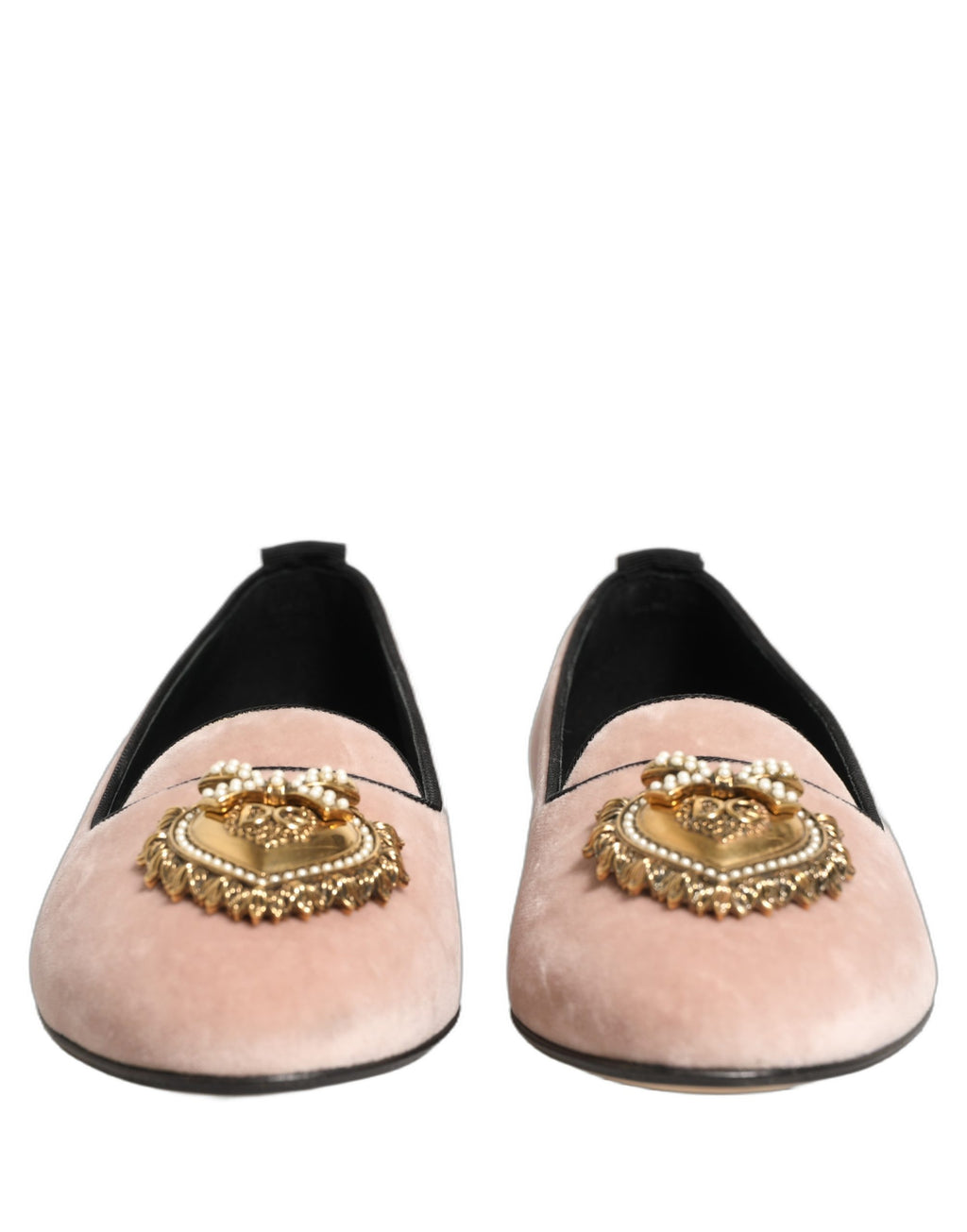 Chaussures ballerines Dolce & Gabbana en velours rose avec détails élégants et finition raffinée, chaussures plates pour femmes.