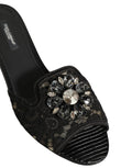 Chaussures plates Dolce & Gabbana Devotion en dentelle noire, slip-on élégantes pour femmes.
