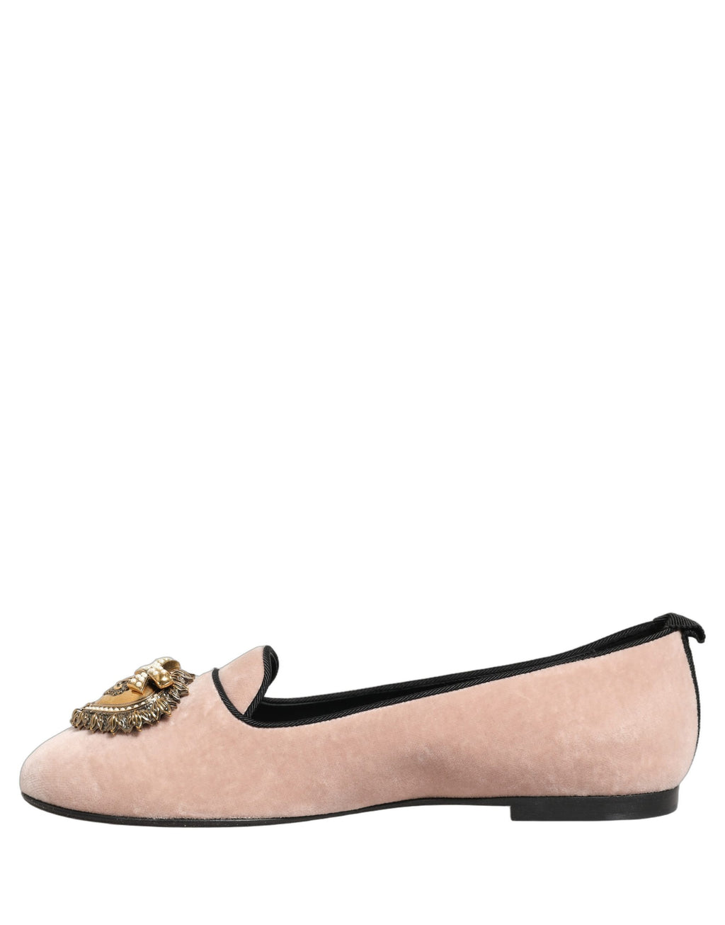 Chaussures plates en velours rose Dolce & Gabbana Devotion Loafers, chaussures élégantes pour femmes.