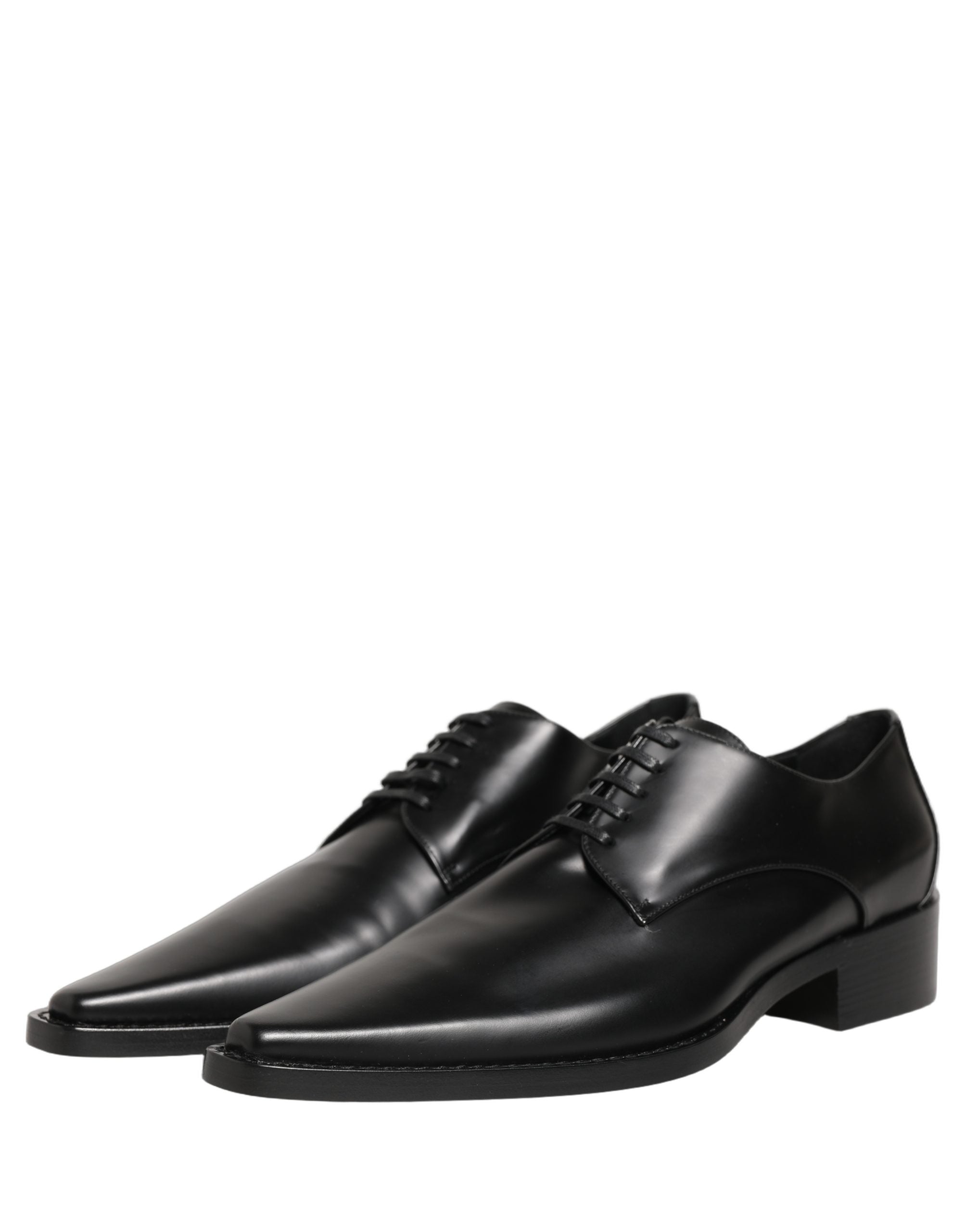 Chaussures derby en cuir noir Dolce & Gabbana avec laçage, élégantes et sophistiquées pour homme.