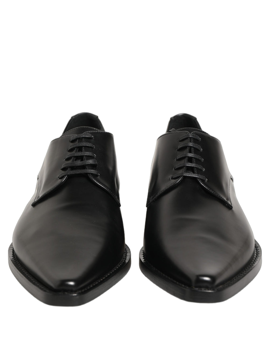 Chaussures Derby en cuir noir Dolce & Gabbana avec lacets, élégantes et classiques pour homme.