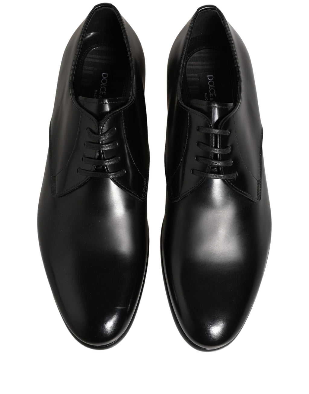 Chaussures derby en cuir noir Dolce & Gabbana avec lacets, élégantes et classiques pour homme.