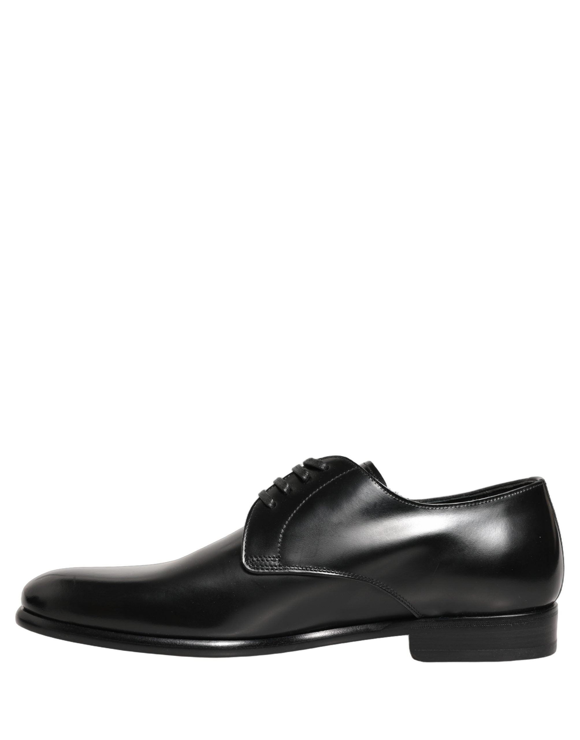 Chaussures derby en cuir noir Dolce & Gabbana avec lacets, élégantes et sophistiquées pour homme.