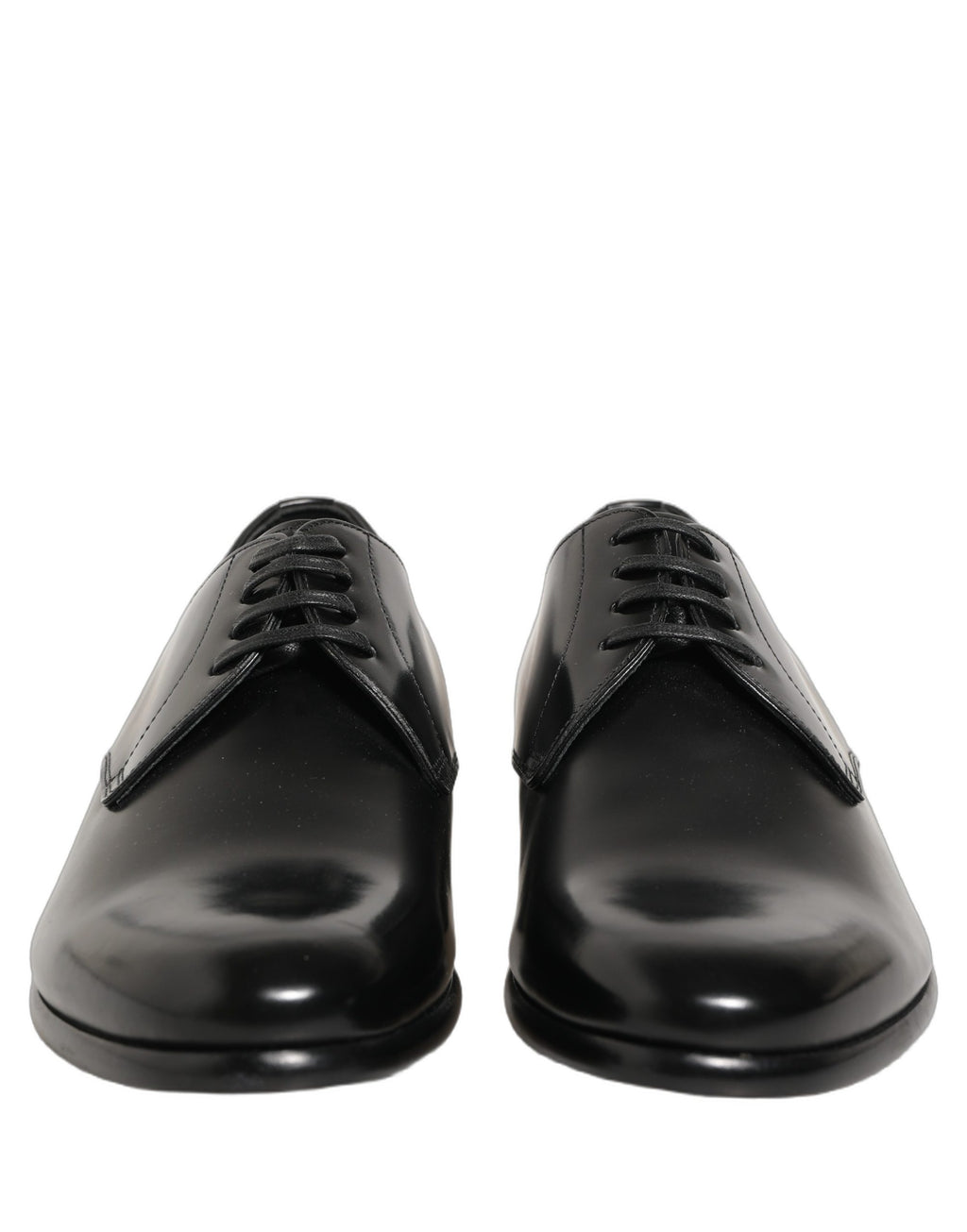 Chaussures Derby en cuir noir Dolce & Gabbana avec lacets, élégantes et classiques pour homme.