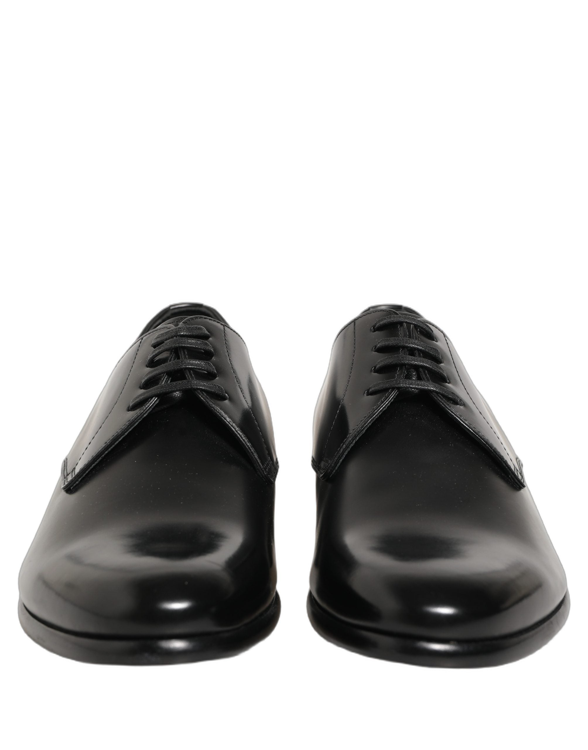 Chaussures Derby en cuir noir Dolce & Gabbana avec lacets, élégantes et classiques pour homme.
