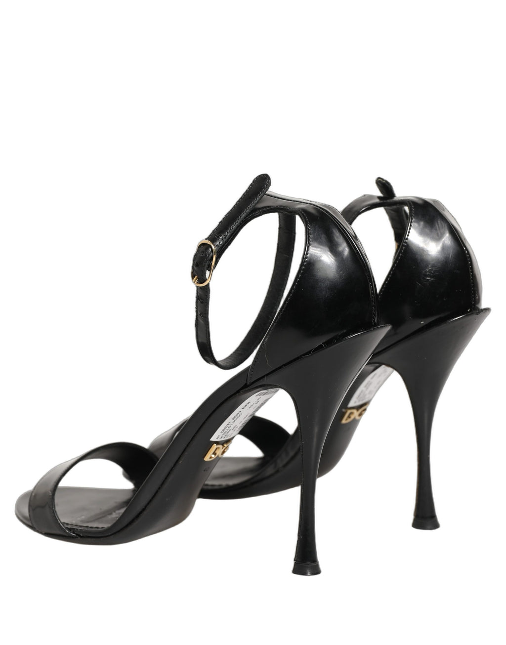 Sandales à talons noires Dolce & Gabbana en cuir avec bride à la cheville, chaussures élégantes et sophistiquées.