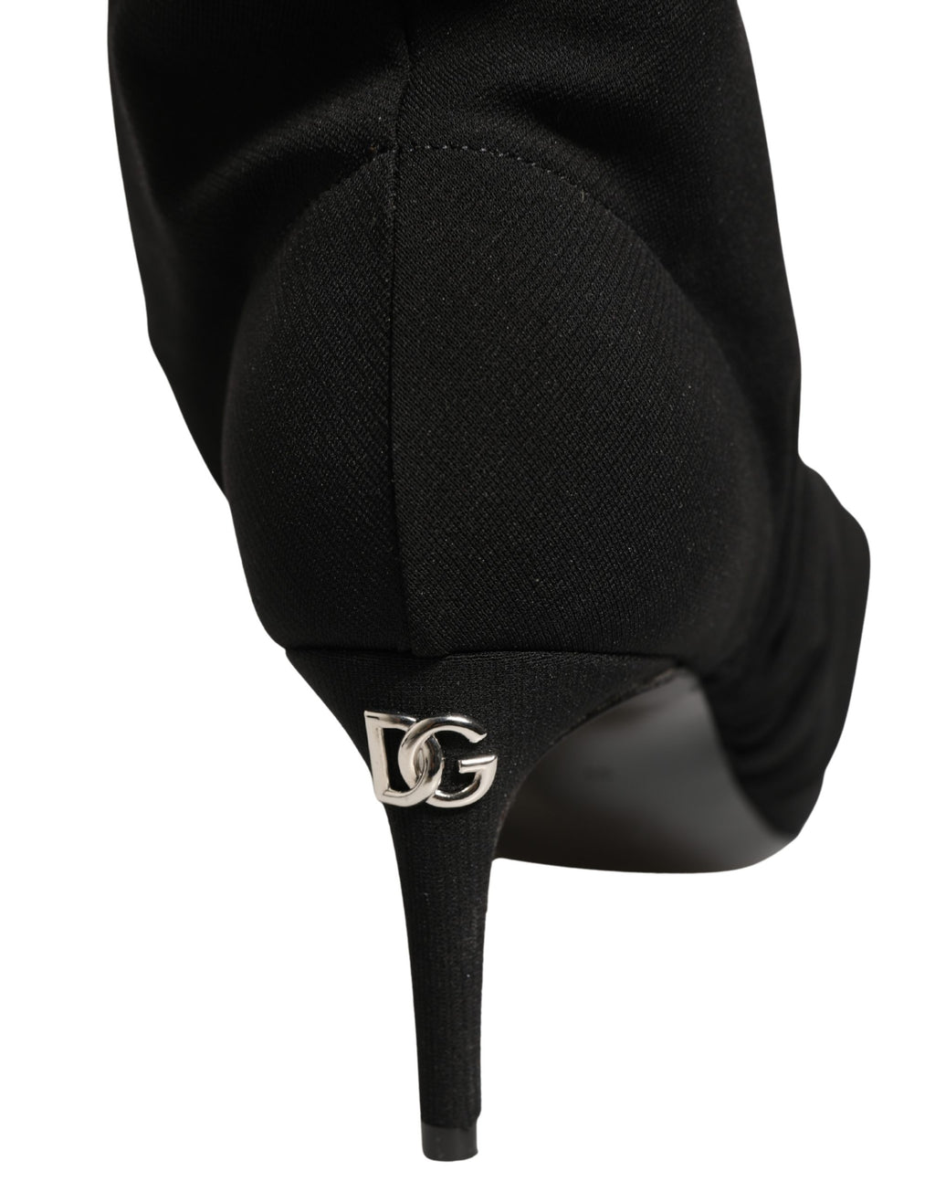 Chaussures Dolce & Gabbana à talons, bottines noires en coton stretch avec chaussettes intégrées et style élégant.