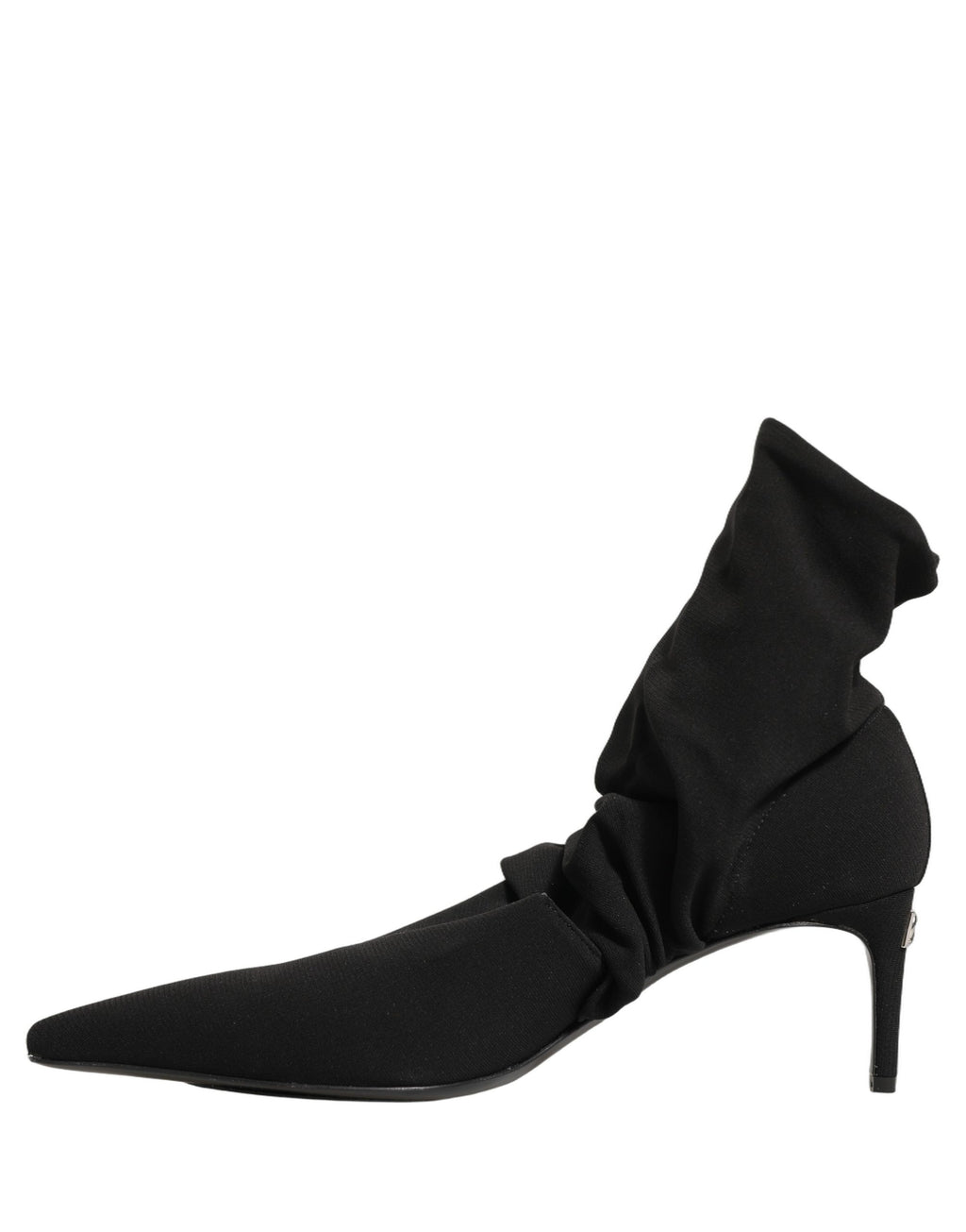 Chaussures Dolce & Gabbana, bottines à talons noires en cuir avec chaussettes extensibles, semelle en caoutchouc et talon élégant.