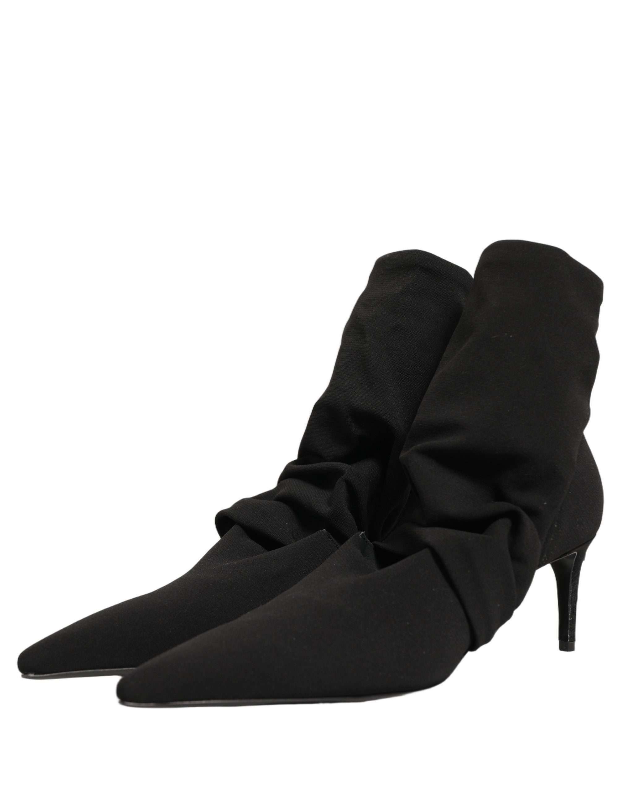 Chaussures à talons Dolce & Gabbana, bottines noires en stretch avec chaussettes intégrées et design élégant.