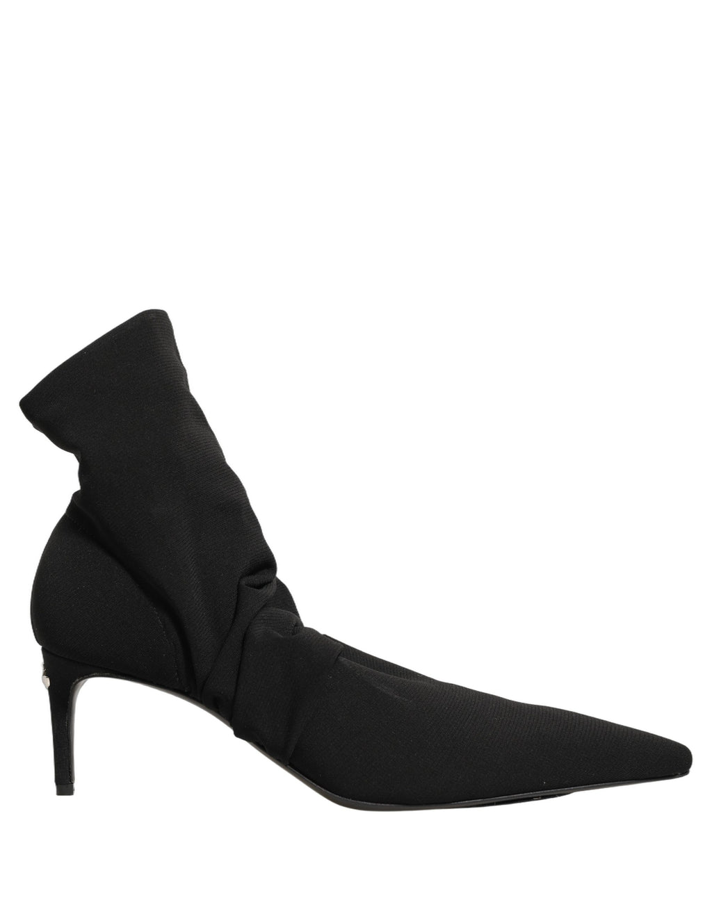 Chaussures Dolce & Gabbana à talons avec chaussettes noires extensibles et bottines ankle, vue de face.