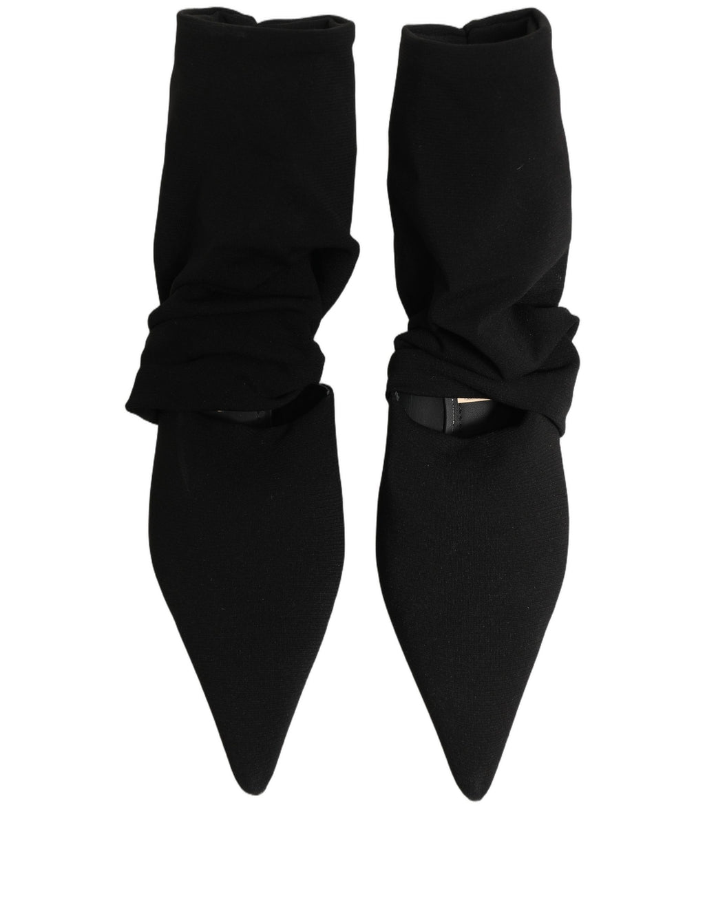 Chaussures à talons Dolce & Gabbana, bottines noires en tissu stretch, avec chaussettes intégrées et design élégant.