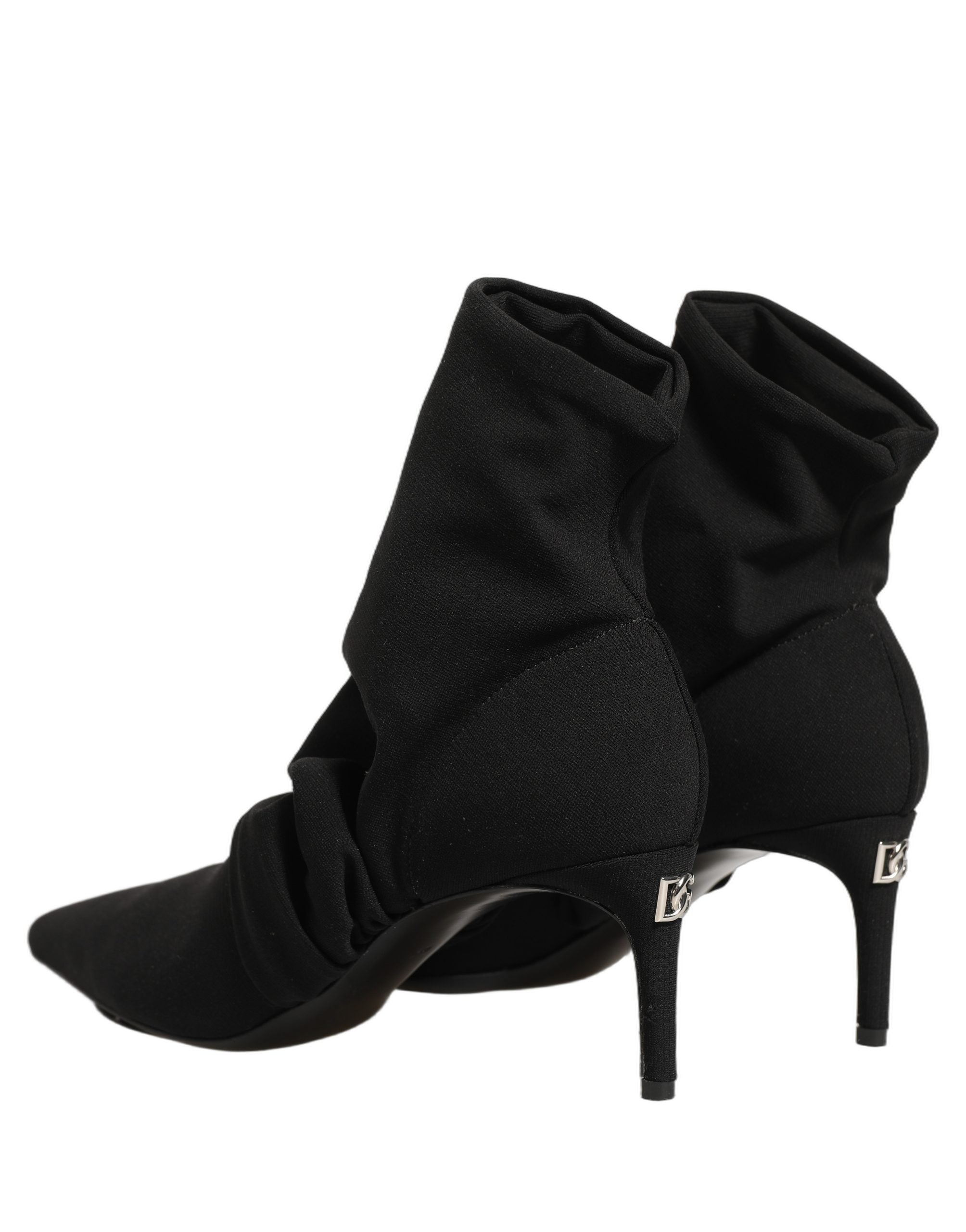 Chaussures à talons noires Dolce & Gabbana avec chaussettes extensibles et bottines à la cheville, élégantes et modernes.
