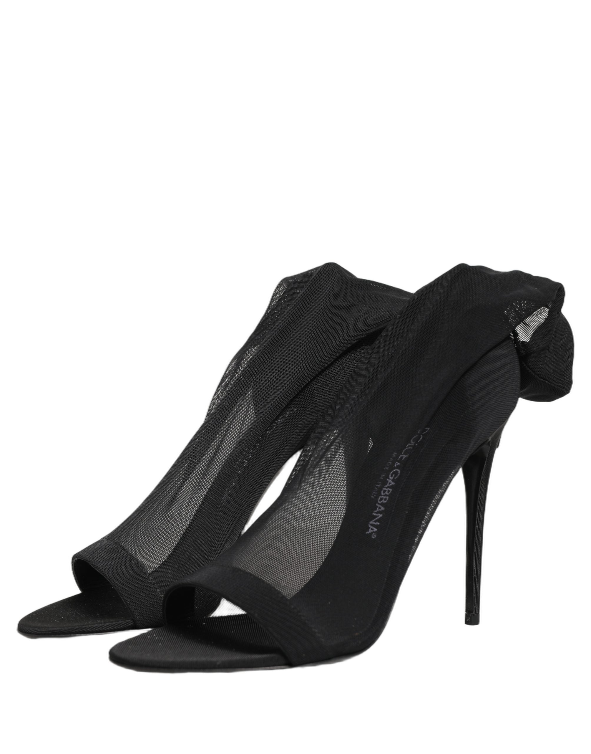Bottes en nylon noir de style chaussette de Dolce & Gabbana, chaussures à la mode avec mesh noir et design élégant.