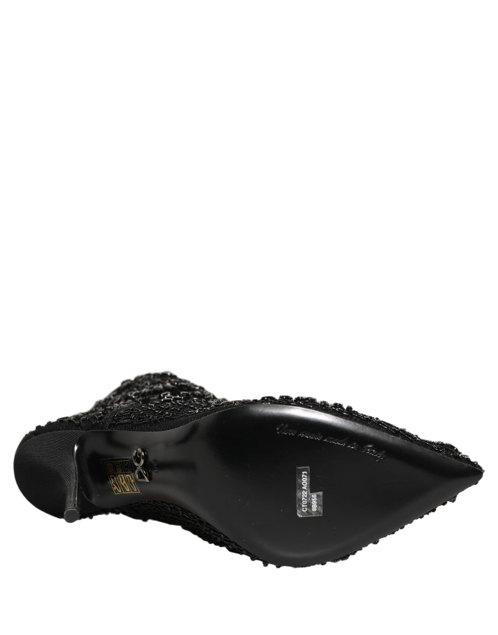 Bottes ankle en mesh noir de Dolce & Gabbana ornées de détails embellis, mode élégante et sophistiquée.