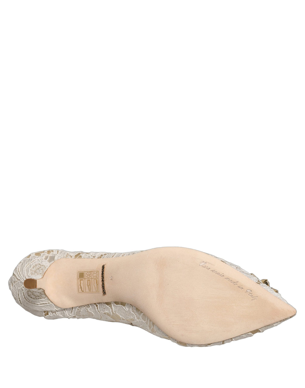 Chaussures à talons Dolce & Gabbana Taormina en dentelle blanche ornées de cristaux, élégantes et sophistiquées.