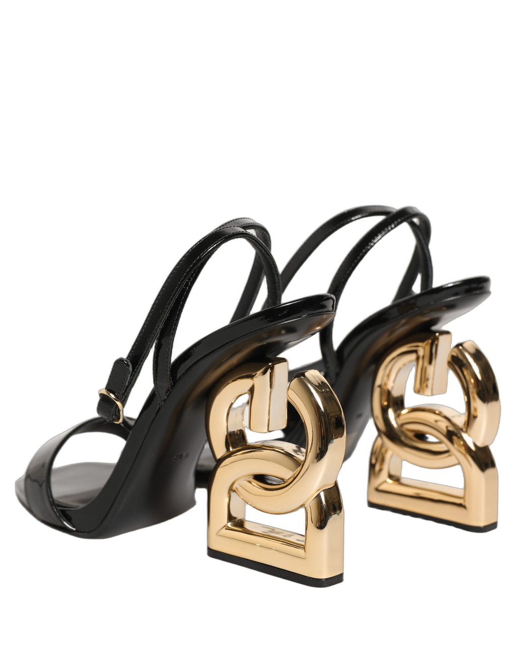 Sandales à talons noires Dolce & Gabbana en cuir avec bride à la cheville, chaussures élégantes et sophistiquées.