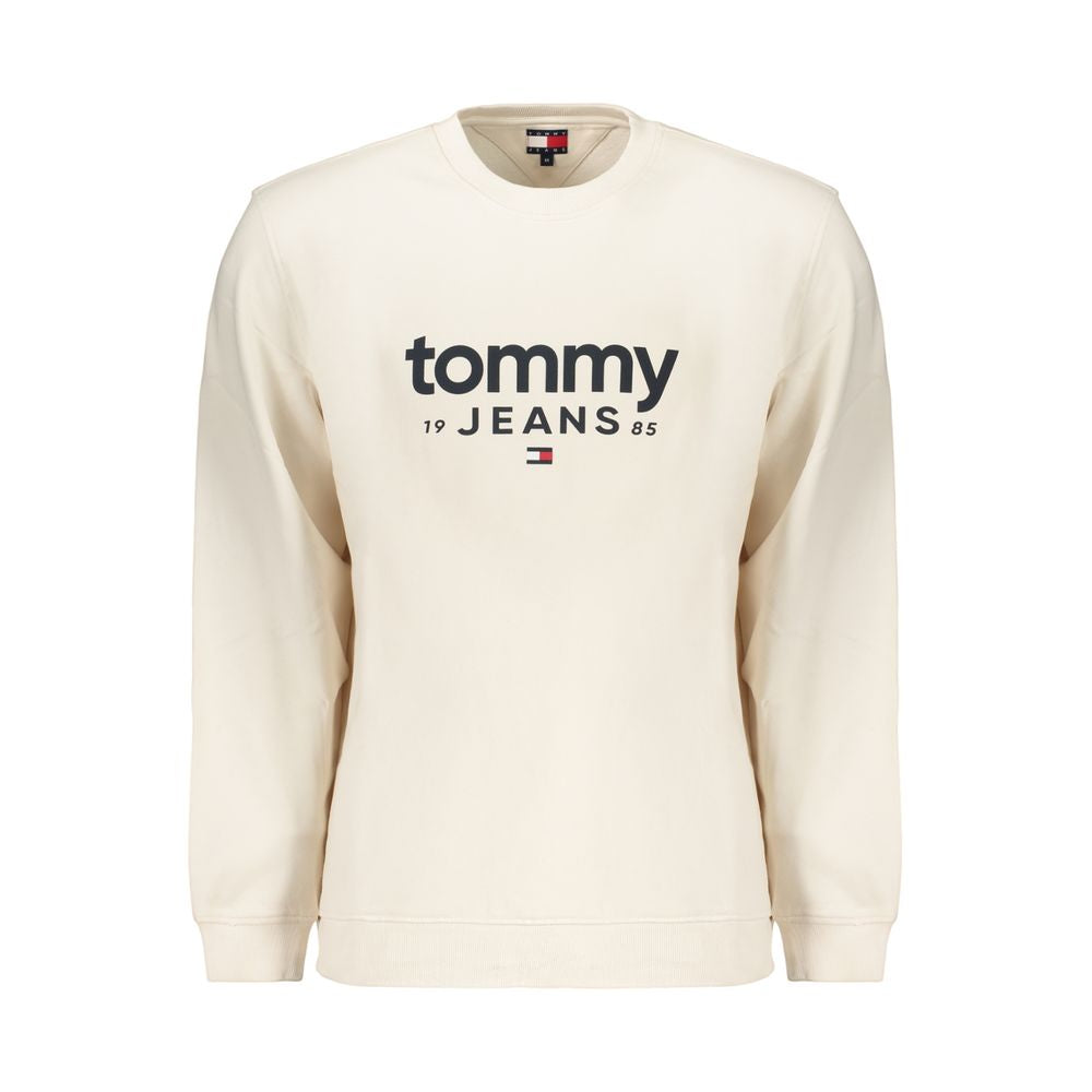 Sweatshirt blanc en coton pour homme de Tommy Hilfiger, col rond et logo discret sur la poitrine.