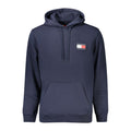 Sweatshirt en coton bleu pour homme de la marque Tommy Hilfiger, col rond et logo brodé sur la poitrine.