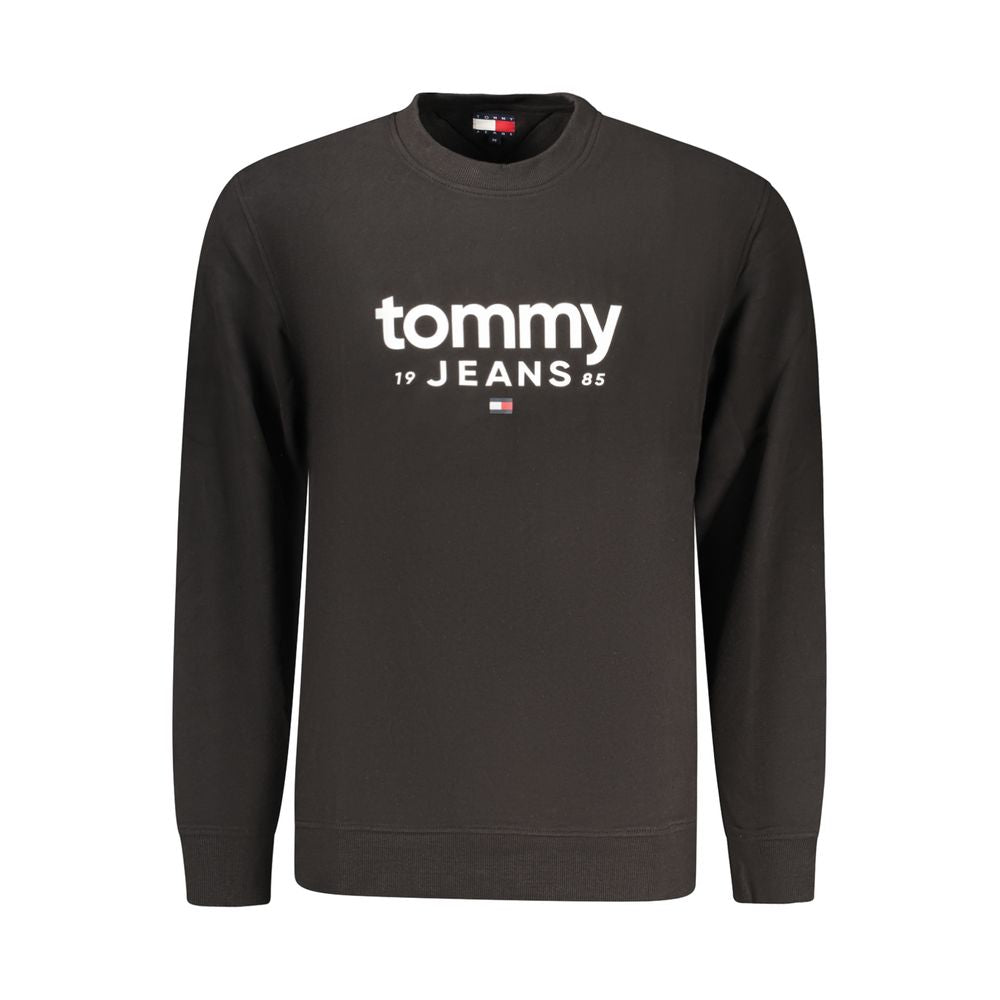 Sweatshirt homme en coton noir Tommy Hilfiger avec col rond et logo discret sur la poitrine.