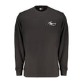 Sweat-shirt homme en coton noir de Tommy Hilfiger, avec logo discret sur la poitrine, porté sur un mannequin.