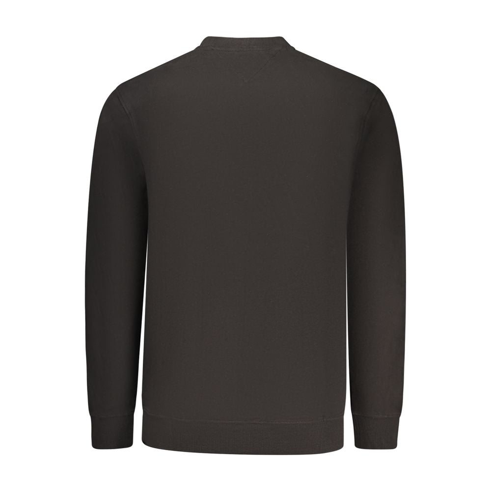 Sweat-shirt homme Tommy Hilfiger en coton noir, avec logo brodé sur la poitrine, manches longues et col rond.