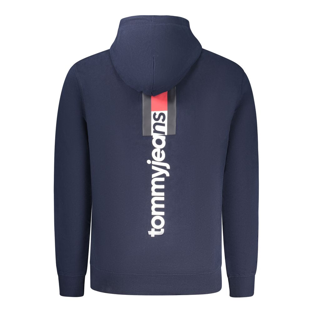 Sweatshirt pour homme en coton bleu de Tommy Hilfiger, col rond et logo discret sur la poitrine, style décontracté.