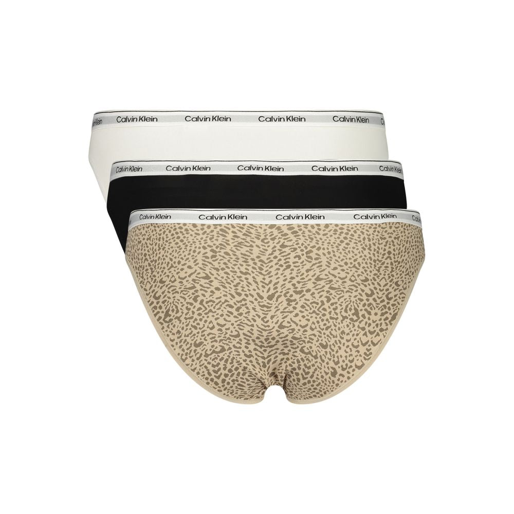 Bikini femme en coton noir de Calvin Klein, haut et bas assortis, parfait pour la plage et la piscine.