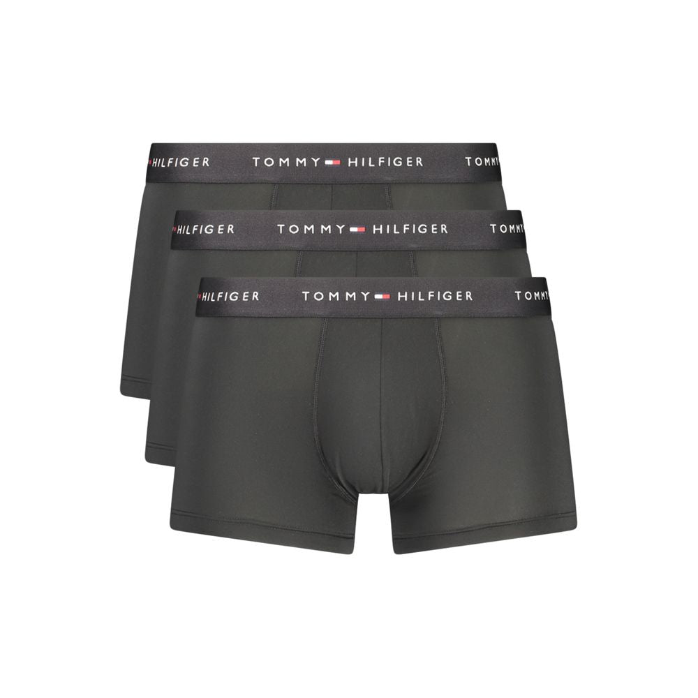 Boxers pour hommes Tommy Hilfiger en polyester noir, avec logo distinctif sur la ceinture.