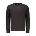 Pull pour homme Tommy Hilfiger en coton noir, pull à manches longues et col rond, style décontracté et confortable.