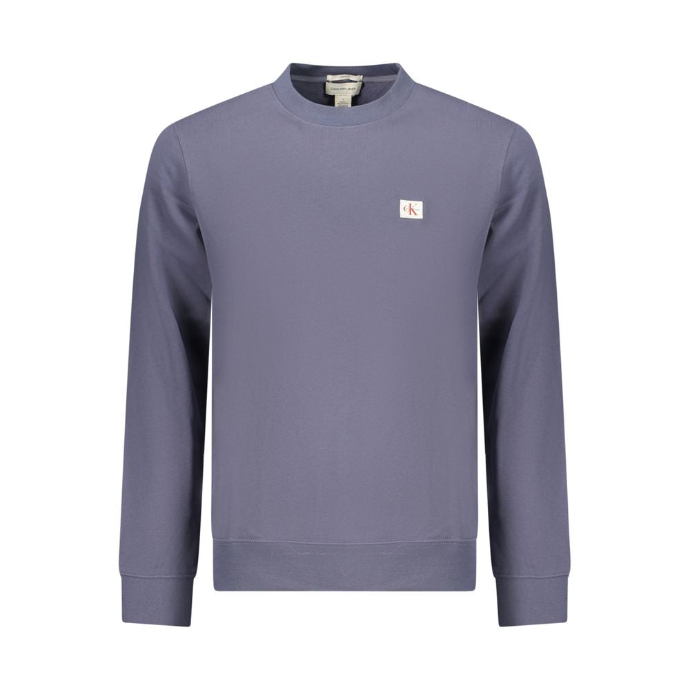 Sweatshirt pour homme Calvin Klein en coton bleu, coupe classique, logo discret sur la poitrine, tissu doux et confortable.