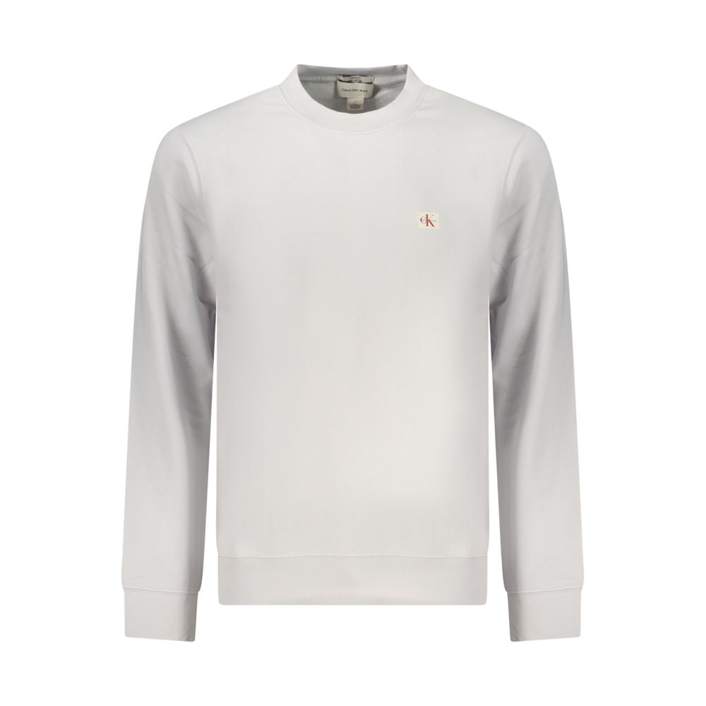 Sweat-shirt gris en coton pour homme de la marque Calvin Klein, coupe décontractée et logo discret sur la poitrine.
