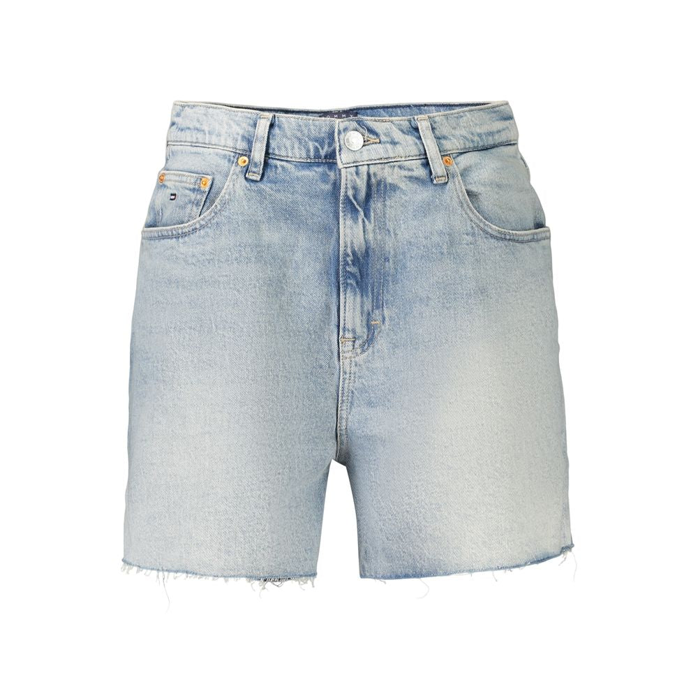 Shorts en coton pour femmes Tommy Hilfiger Azzurro, coupe courte, couleur bleue, détails de la marque et taille visible.
