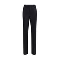Pantalon de costume en soie noire Gucci pour femme, coupe élégante et finition raffinée, visible sur l'image.