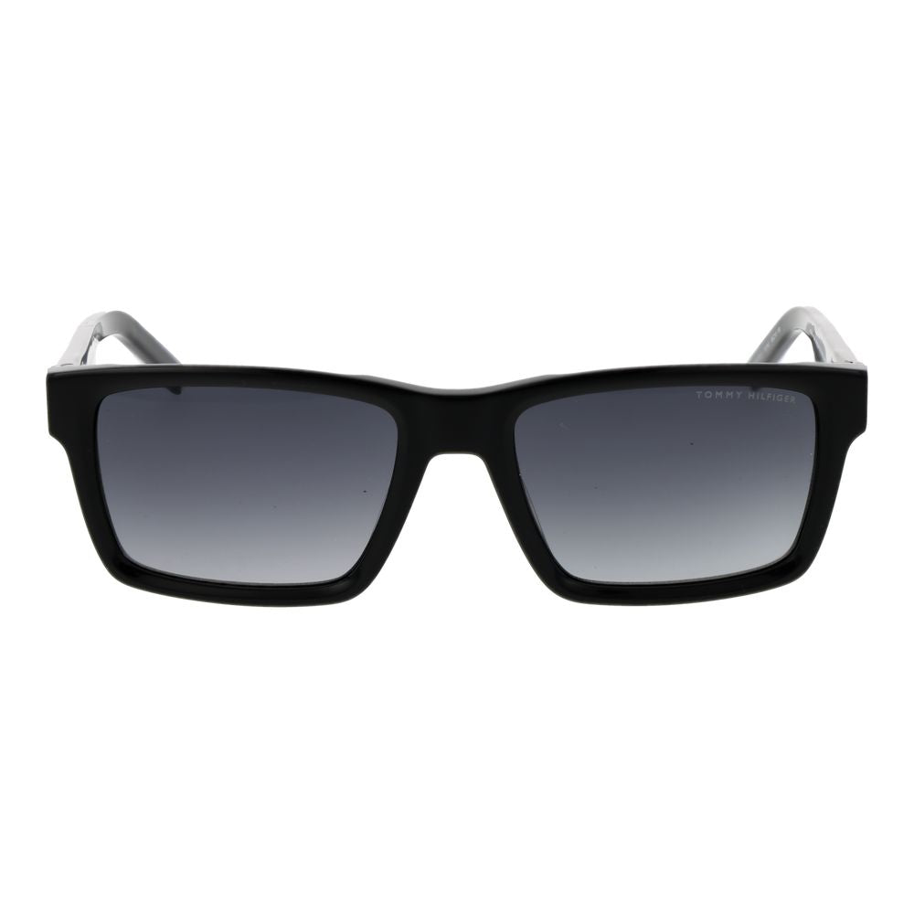 Lunettes de soleil Tommy Hilfiger noires en acétate avec monture élégante et design moderne.