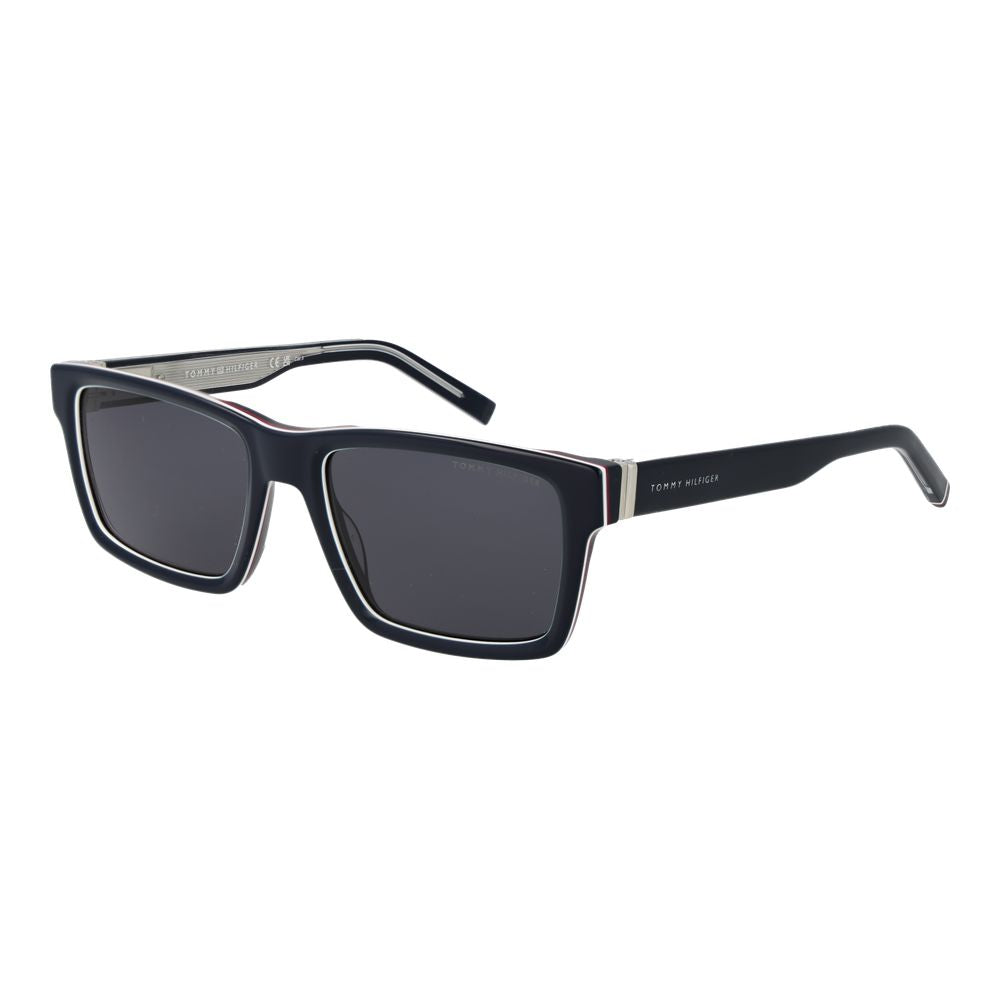 Lunettes de soleil Tommy Hilfiger en acétate bleue avec monture élégante et moderne, pour un style chic et sophistiqué.