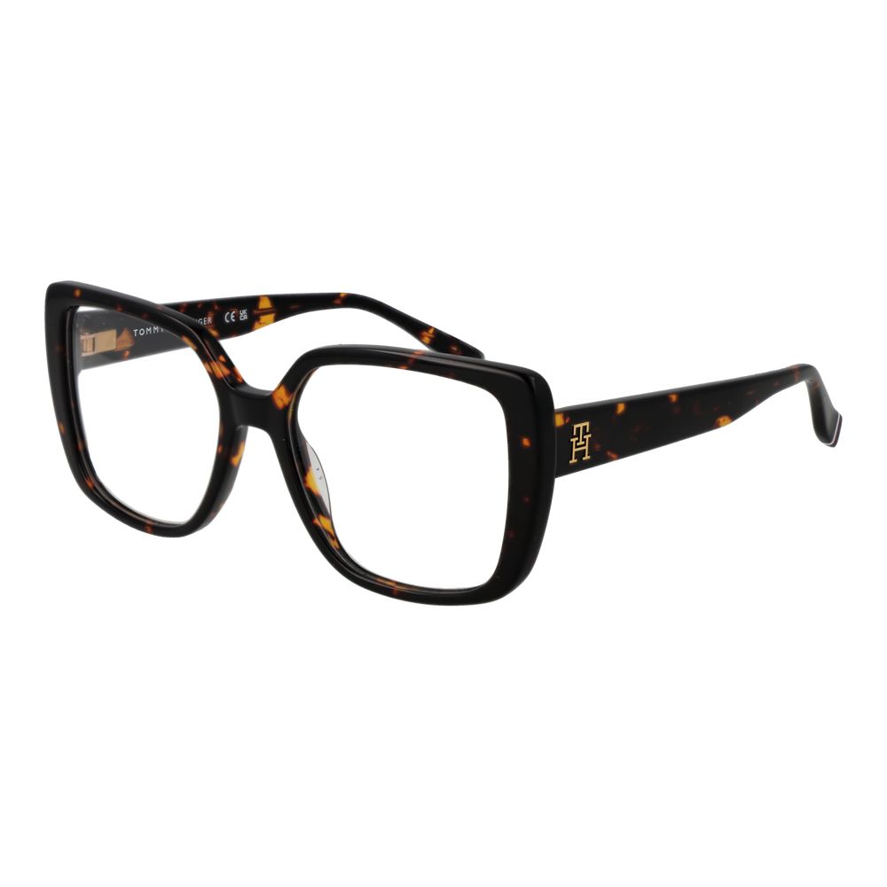 Lunettes en acétate marron de Tommy Hilfiger, monture élégante et moderne pour un style sophistiqué.