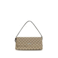 Sac à main en polyester marron Gucci, vue de face, avec détails élégants et logo Gucci visible.