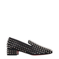 Mocassins Christian Louboutin en cuir noir pour hommes, slip-on et élégants, avec semelle en caoutchouc.