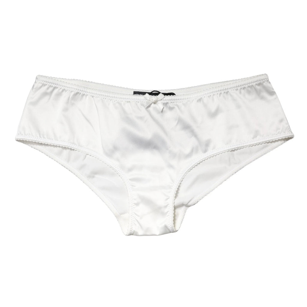 Culotte blanche en soie stretch Dolce & Gabbana, taille mi-haute, sous-vêtements élégants et confortables.