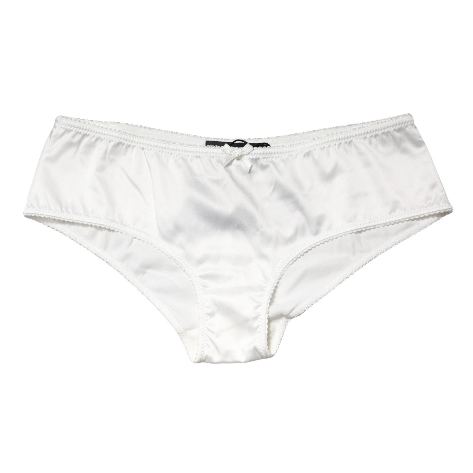 Culotte blanche en soie stretch Dolce & Gabbana, taille mi-haute, sous-vêtements élégants et confortables.