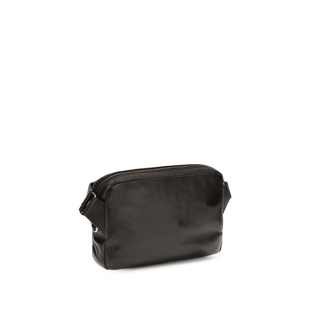 Sac à main Prada en cuir de veau marron Bos Taurus, sac épaule élégant avec détails sophistiqués.