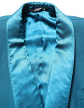 Manteau formel en laine bleu vert Dolce & Gabbana à double boutonnage, blazer élégant pour homme.
