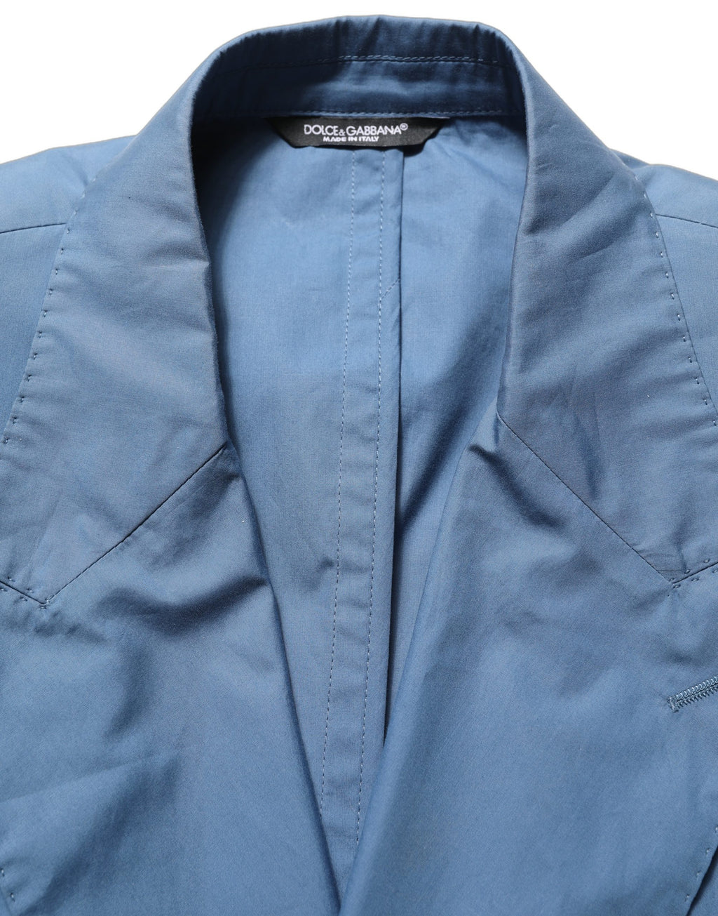 Manteau homme en coton bleu Dolce & Gabbana, blazer à double boutonnage, style élégant et classique.
