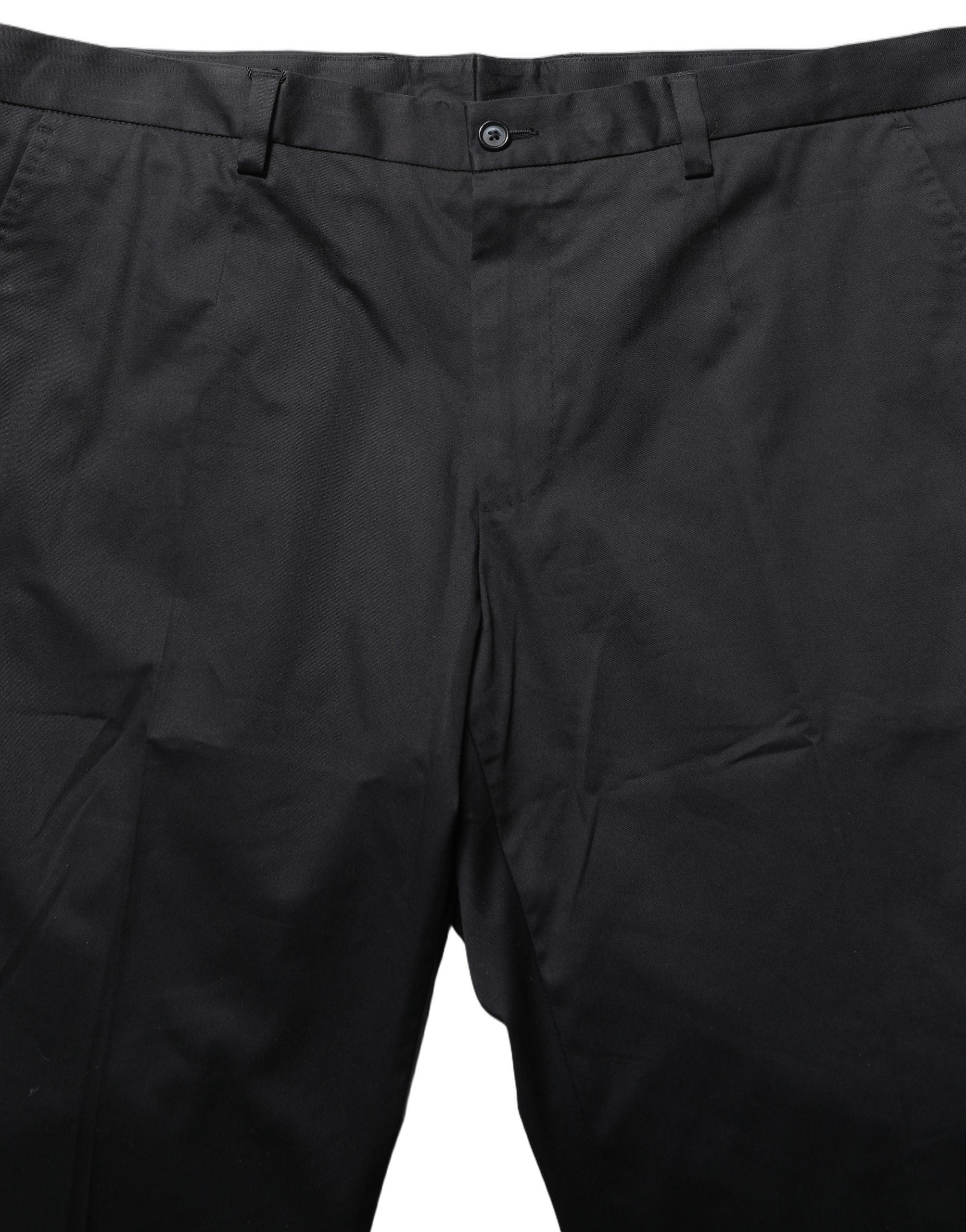 Pantalon noir en coton Dolce & Gabbana avec coupe tapered, pantalon de robe élégante pour femme.