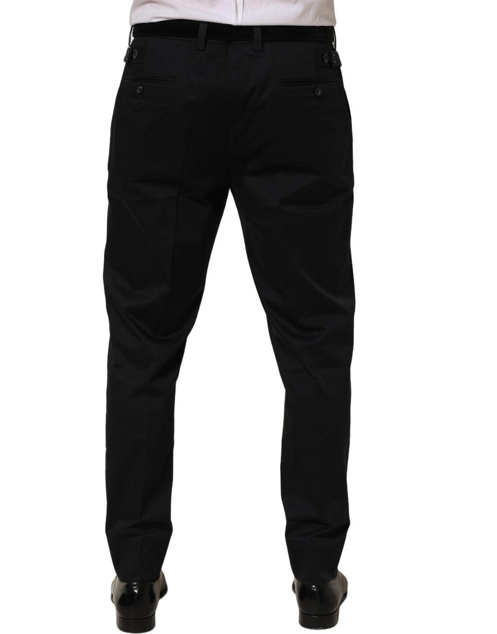 Pantalon noir en coton Dolce & Gabbana, pantalon de costume à coupe tapered, pantalon élégant pour femme.