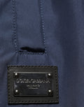 Pantalon de jogging en polyester bleu foncé Dolce & Gabbana, style décontracté avec ceinture élastique et poches latérales.