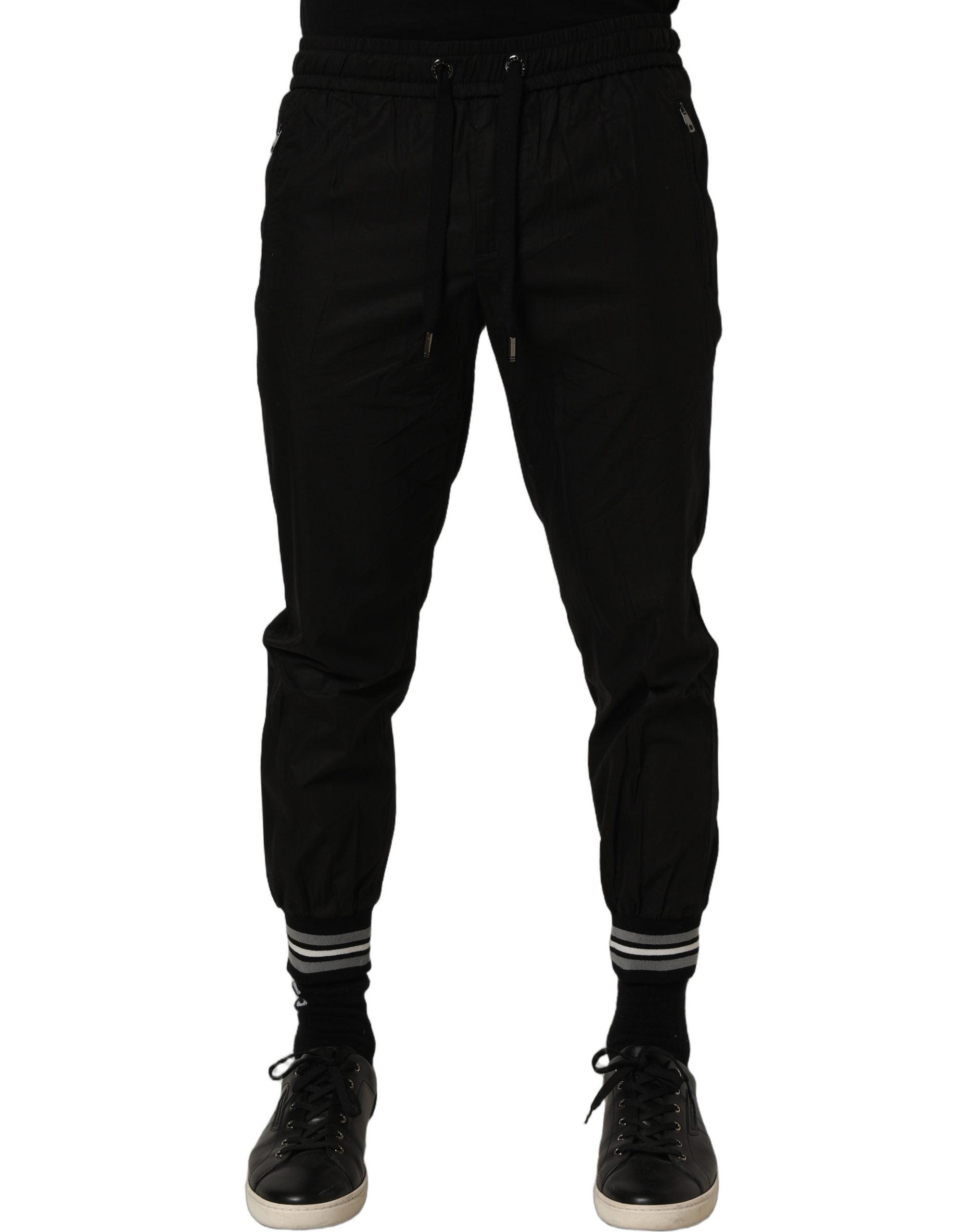 Pantalon de jogging Dolce & Gabbana en coton noir à taille mi-haute, look décontracté et confortable.