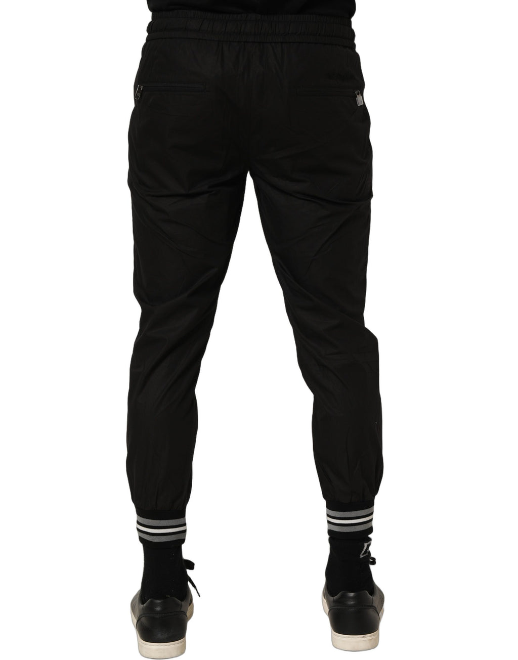 Pantalon de jogging Dolce & Gabbana en coton noir, coupe mi-hauteur, pantalons décontractés pour homme.